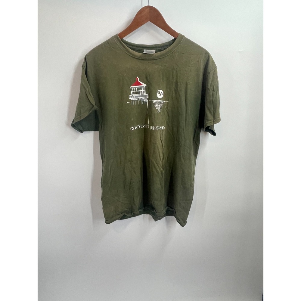 Port & Company North Head Lighthouse Graphic Crewneck T-Shirt Olive Green Mens L